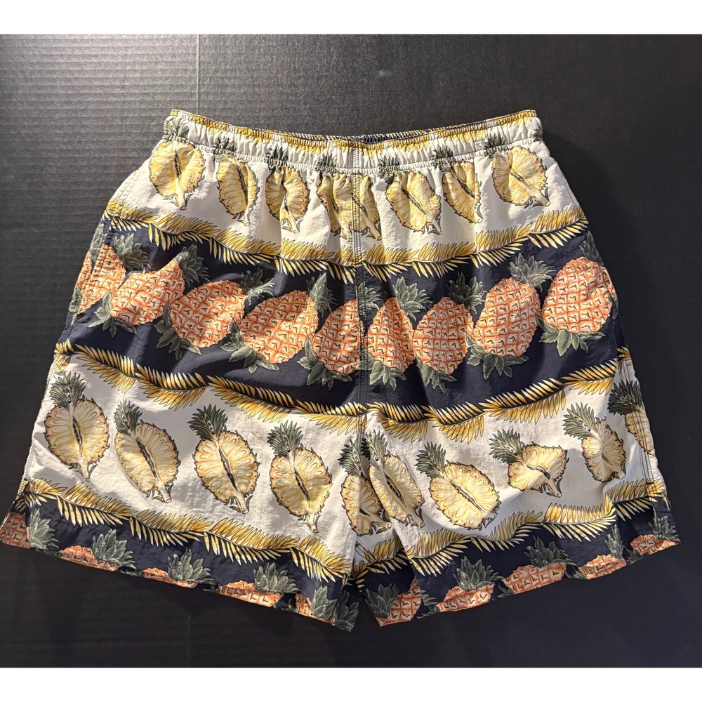 Vintage Tommy Bahama Men's Nylon Swim Trunks Pineapple Palm Leaf